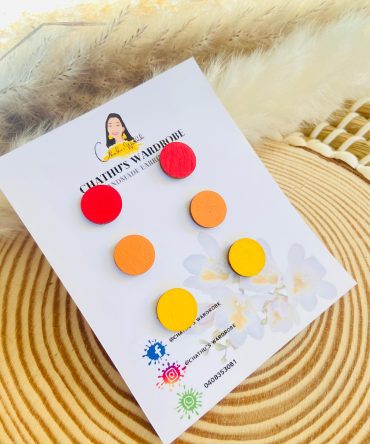 hand painted wooden stud earrings