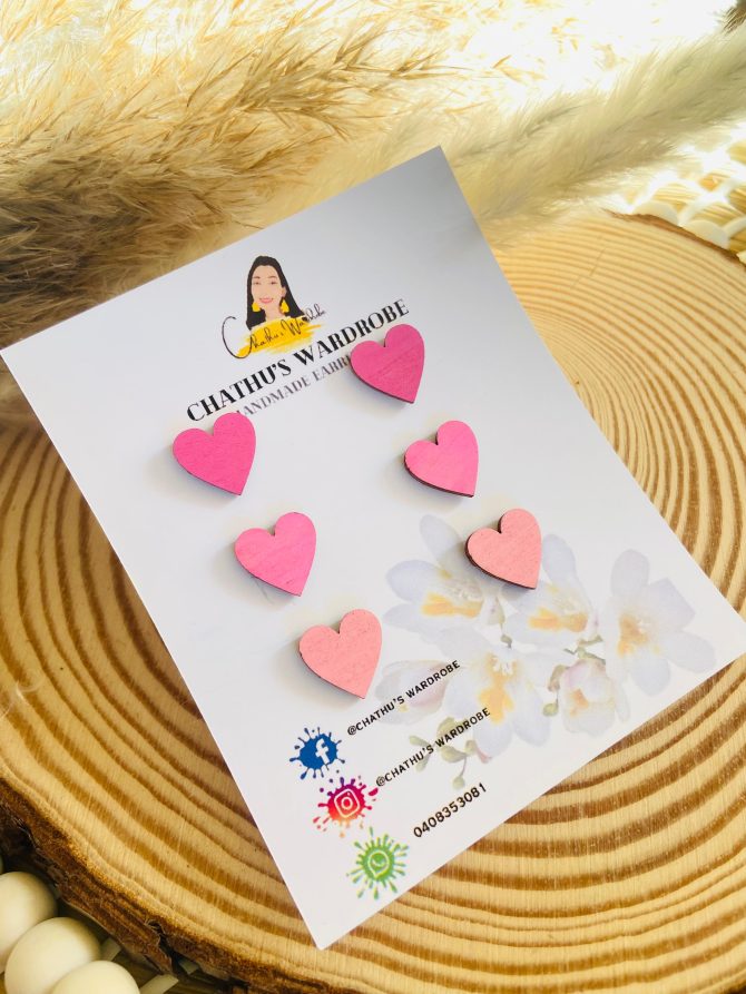hand painted wooden stud earrings