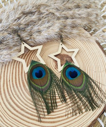 Handmade Peacock Feather Earrings