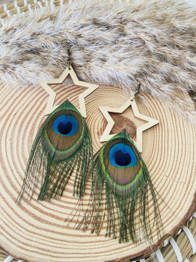 Handmade Peacock Feather Earrings