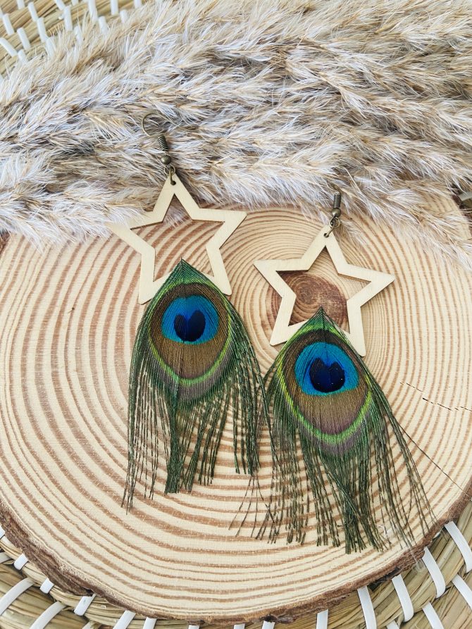 Handmade Peacock Feather Earrings