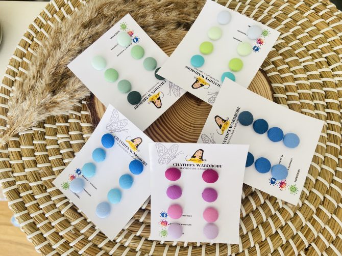 Handmade Fabric Button Earrings