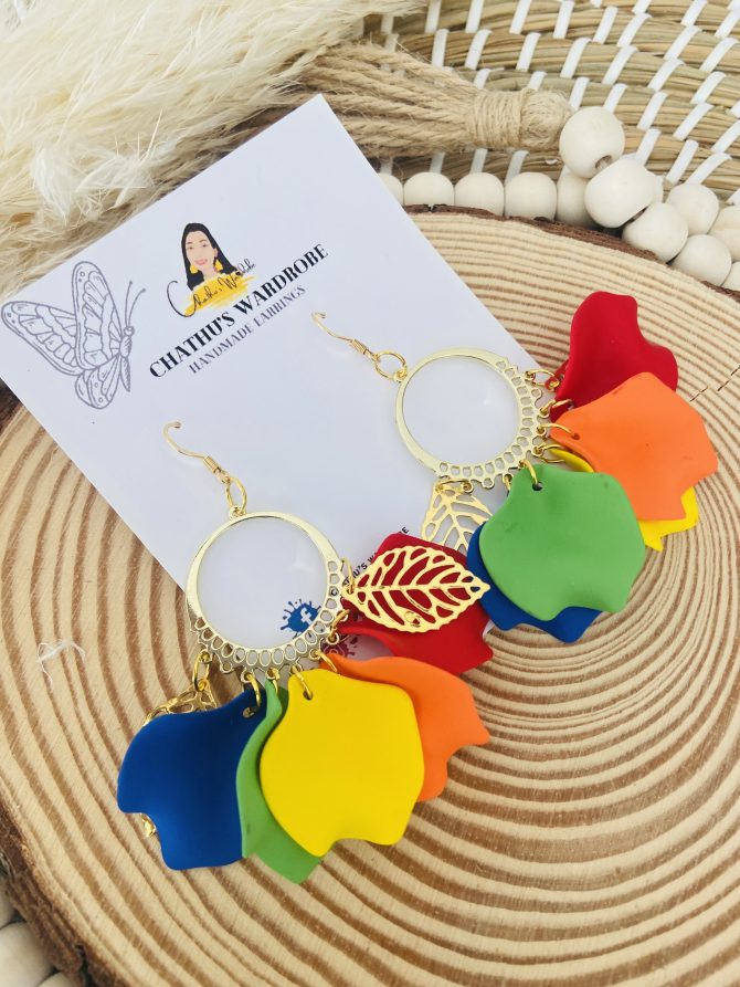 Rainbow Flower Dangle Earrings