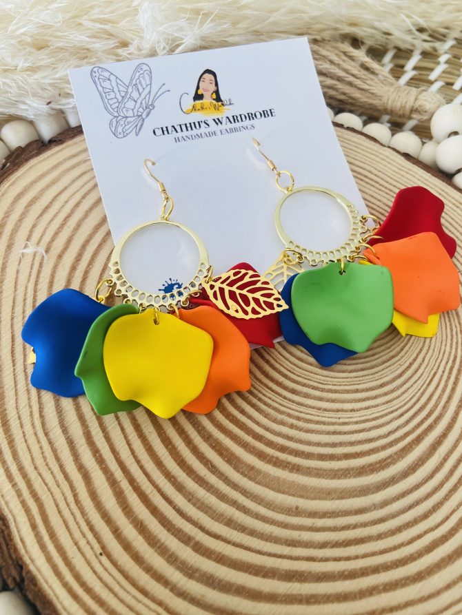 Rainbow Flower Dangle Earrings