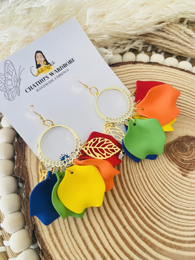 Rainbow Flower Dangle Earrings