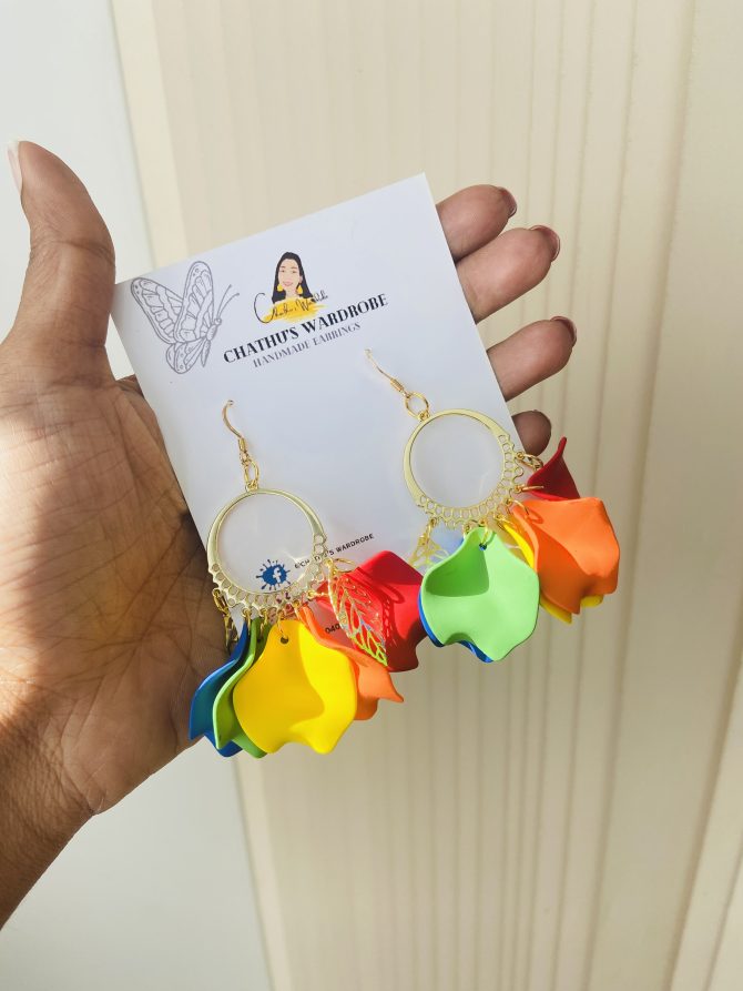 Rainbow Flower Dangle Earrings