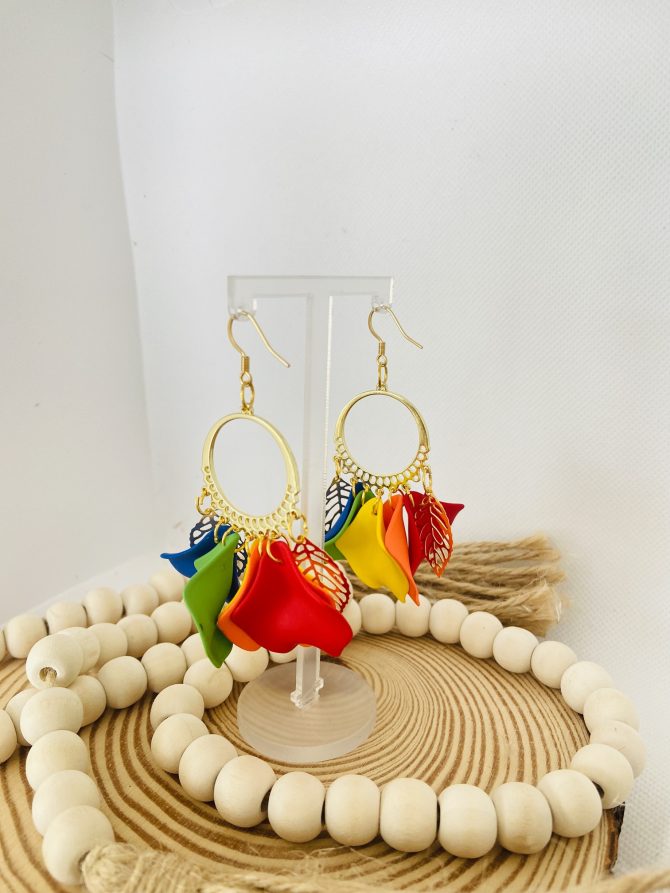 Rainbow Flower Dangle Earrings