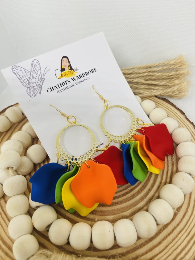 Rainbow Flower Dangle Earrings