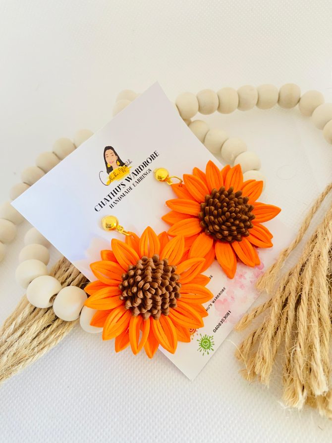 Handmade Foam Sunflower Earrings