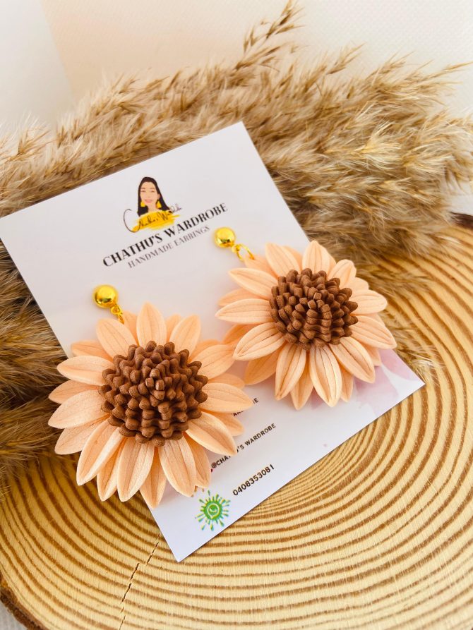 Handmade Foam Sunflower Earrings
