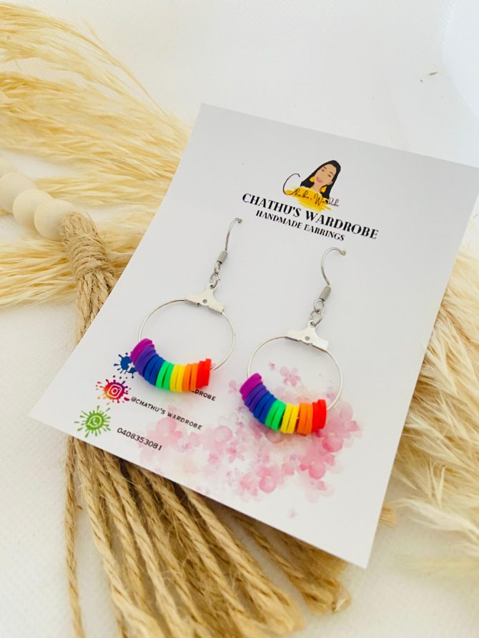 rainbow hoop earrings