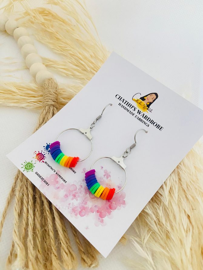 rainbow hoop earrings