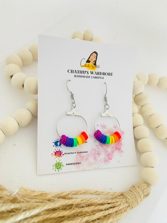 rainbow hoop earrings