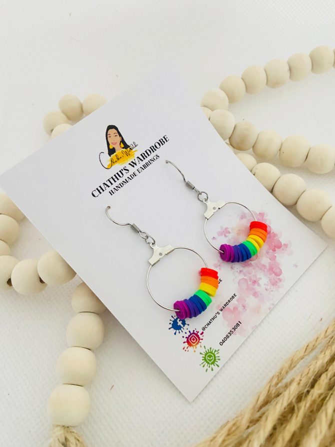 rainbow hoop earrings
