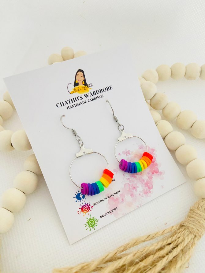 rainbow hoop earrings